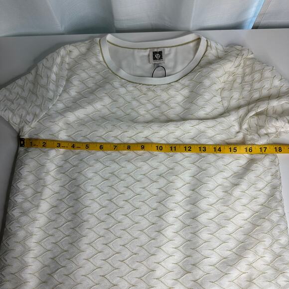 NWT Anne Klein White Gold Textured Knit Blouse Womens Size Petite Medium PM NEW - Picture 11 of 12